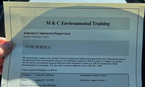 Fuse Service is Certified for Asbestos Removal