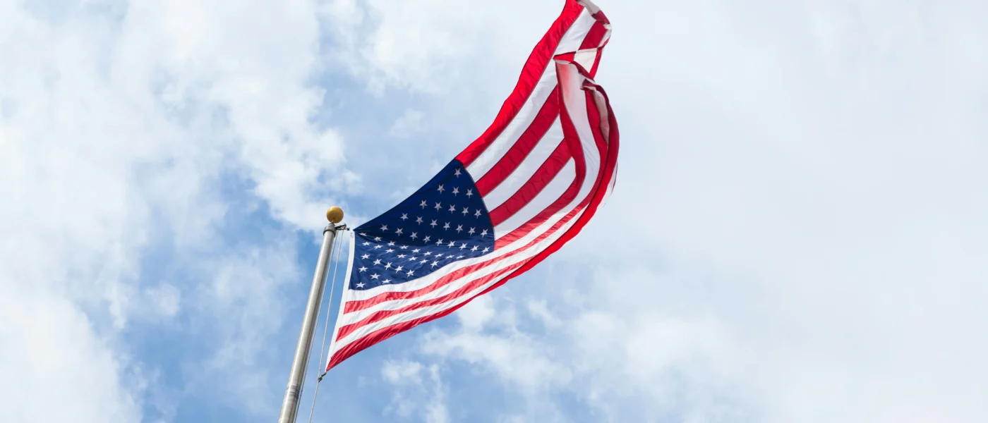 american flag in the sky on 4th of july