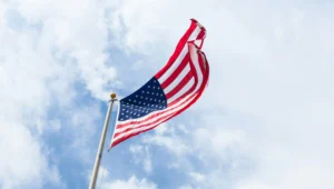 american flag in the sky on 4th of july